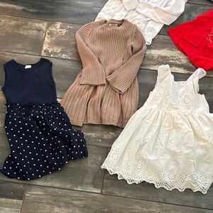 GIRLS 5T Bundle (Long Tees and dresses with cardigan)